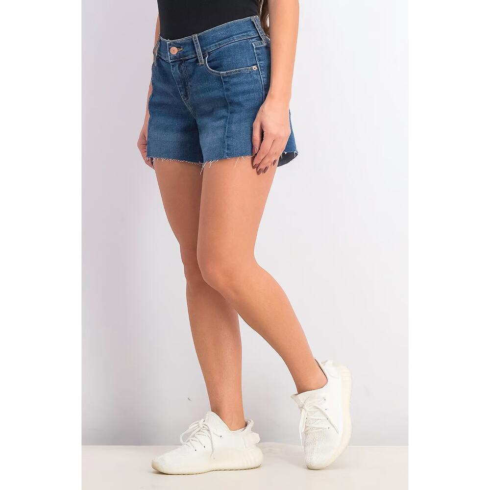 Old Navy Boyfriend Seamed Cutoff Denim Jean Shorts Dark wash stretch Cutoffs 8 - Picture 6 of 11